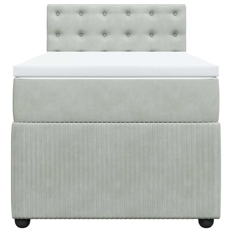 vidaXL Łóżko kontynentalne z materacem, jasnoszare, aksamit, 100x200cm