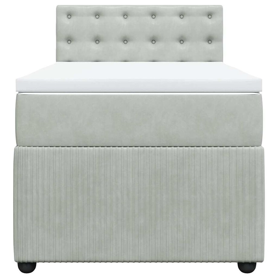 vidaXL Łóżko kontynentalne z materacem, jasnoszare, aksamit, 100x200cm