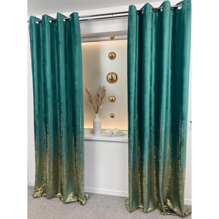 zasłona welurowa "złota mgła" przelotki 140x250 | zielony