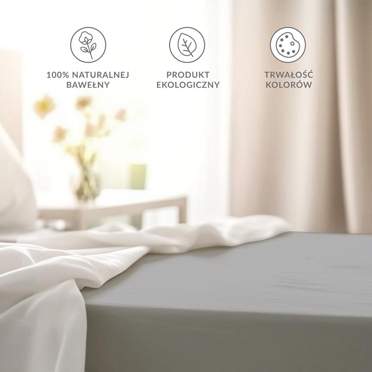 Prześcieradło bawełniane bez gumki 160x200 + dodatkowe 20cm po bokach bokach jasno szare