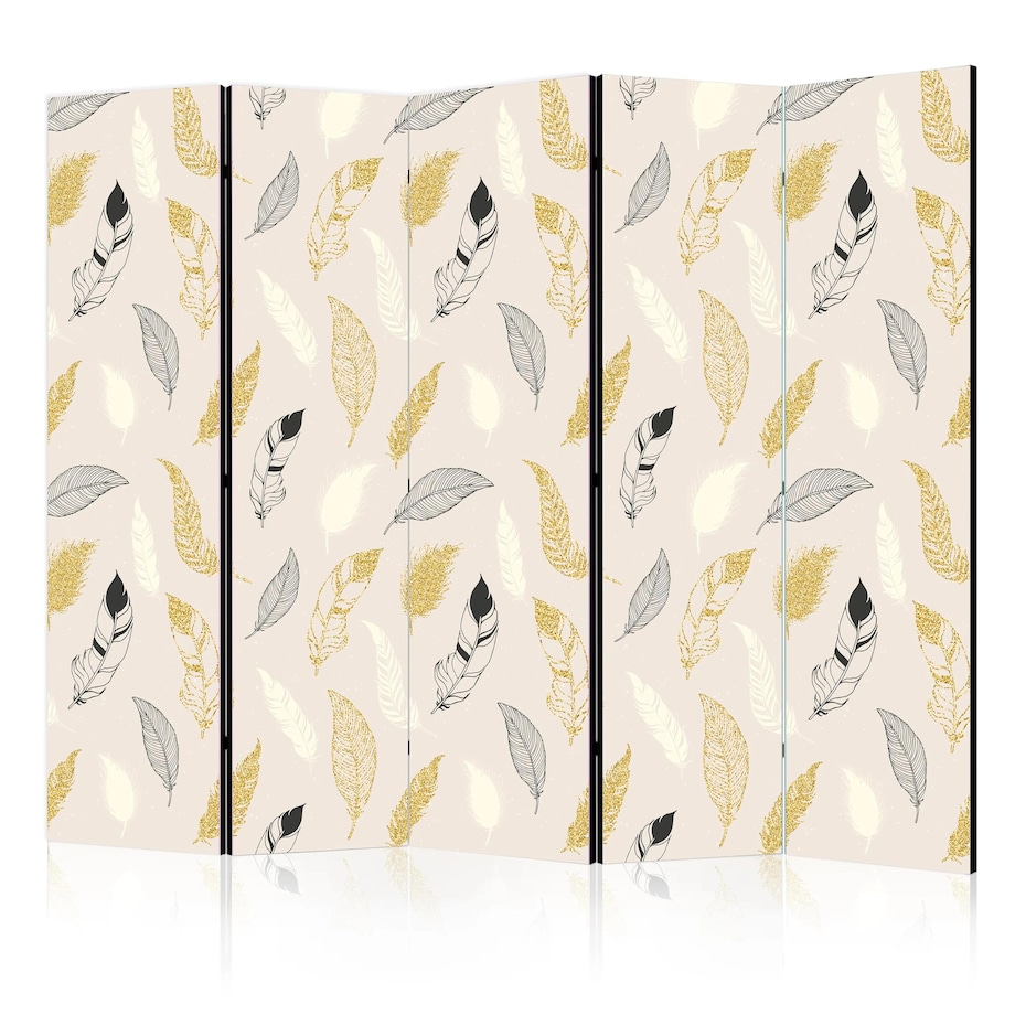 Parawan akustyczny Tła i desenie 225x172 cm 5-częściowy biały