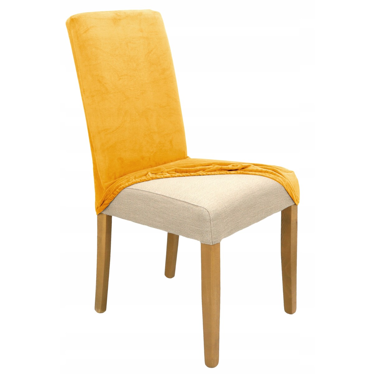 POKROWIEC NA KRZESŁO MUSZTARDOWY WELUR ELASTYCZNY [21WG]