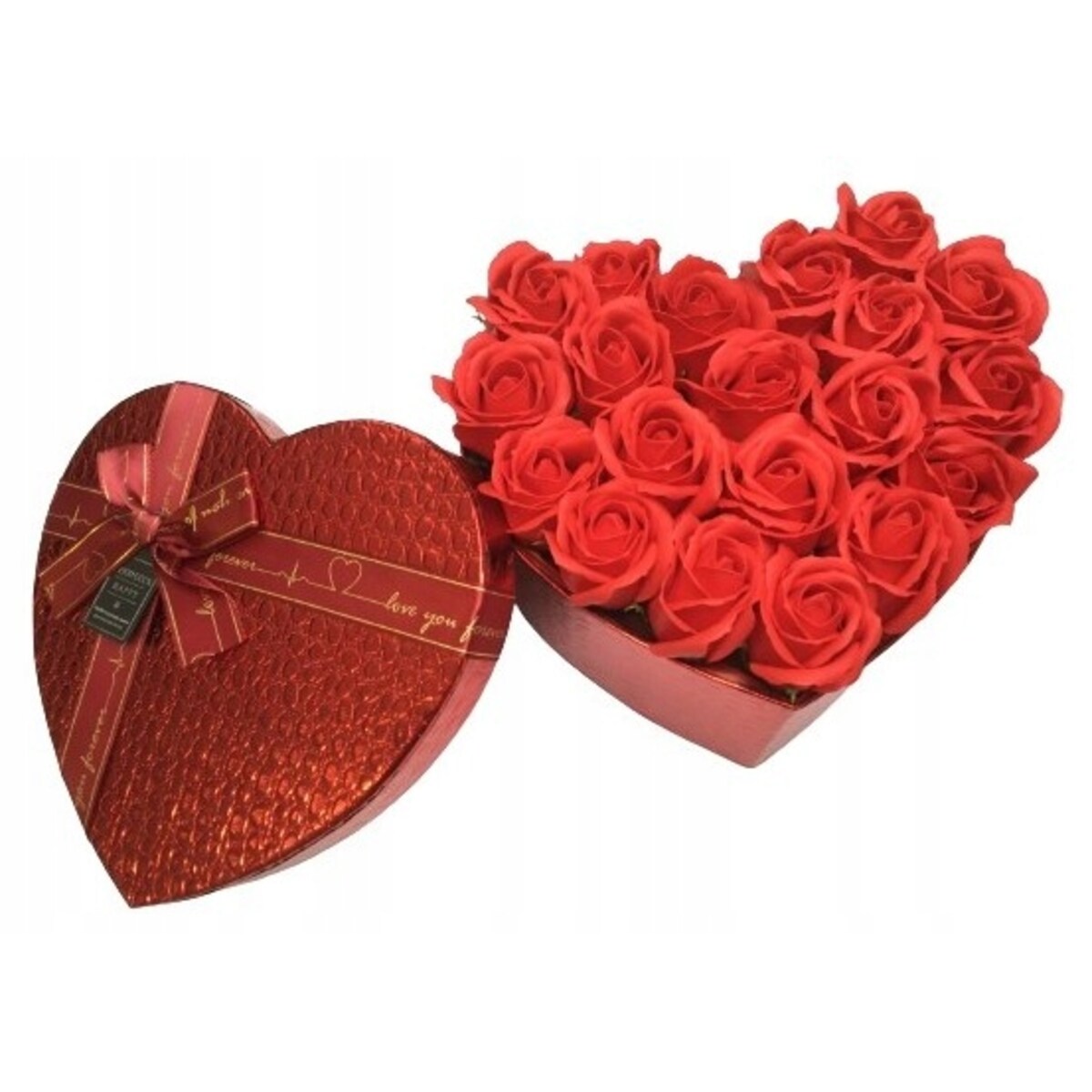 FLOWER BOX serce czerwona róża MYDLANE KWIATY PACHNĄCE prezent kobiet DUŻY