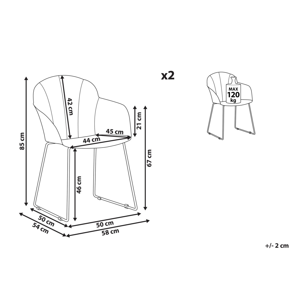 Zestaw 2 krzeseł do jadalni czarny SYLVA
