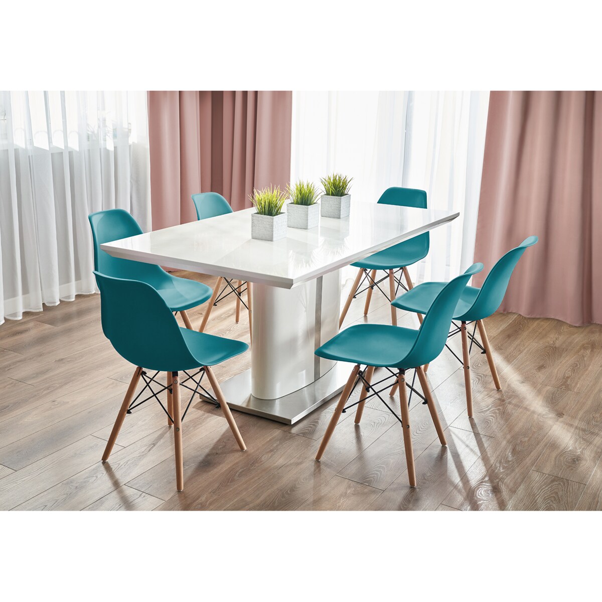 Krzesło skandynawskie plastikowe EVA morskie