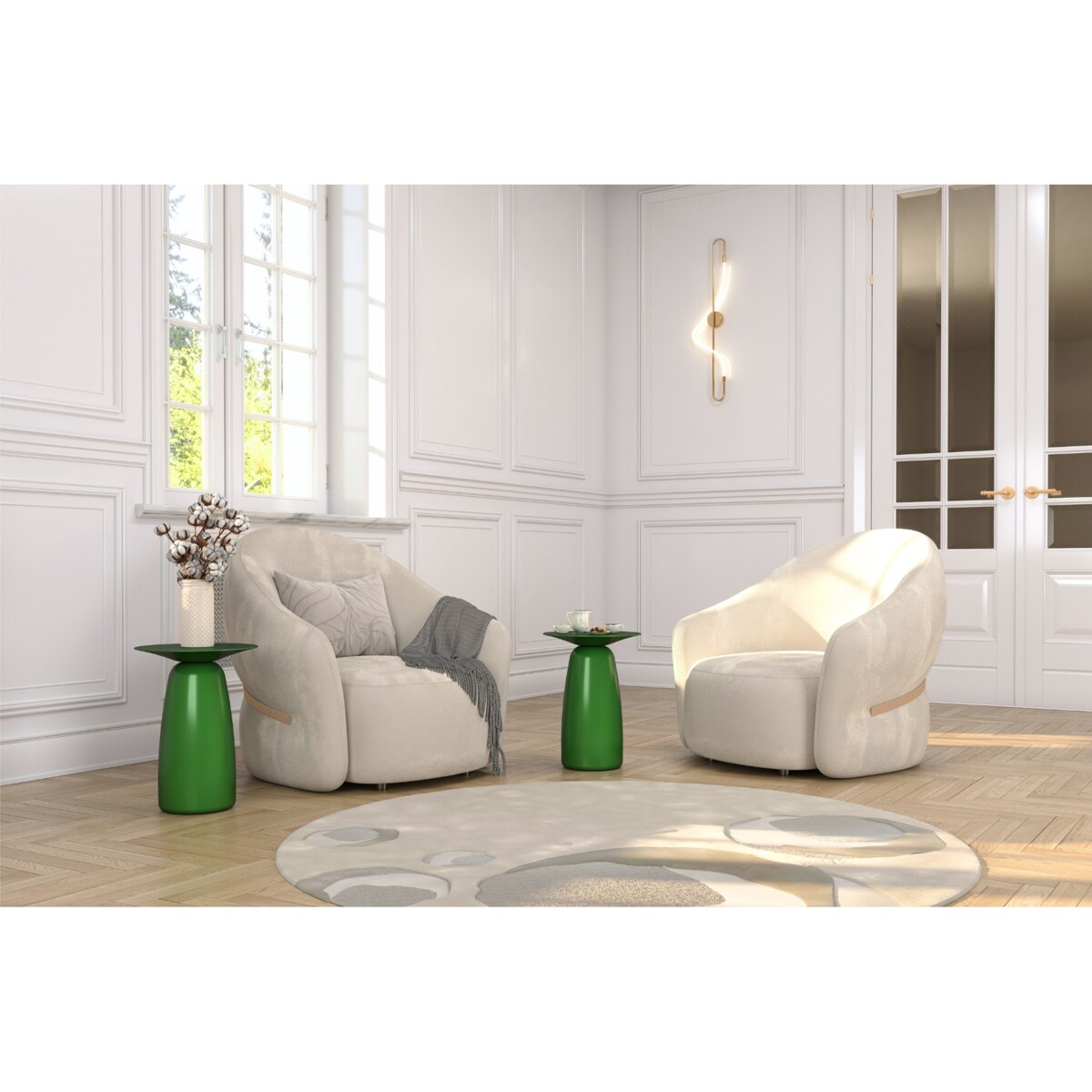 Stolik drewniany różne kolory Baobab 44, kolor groszkowa zieleń