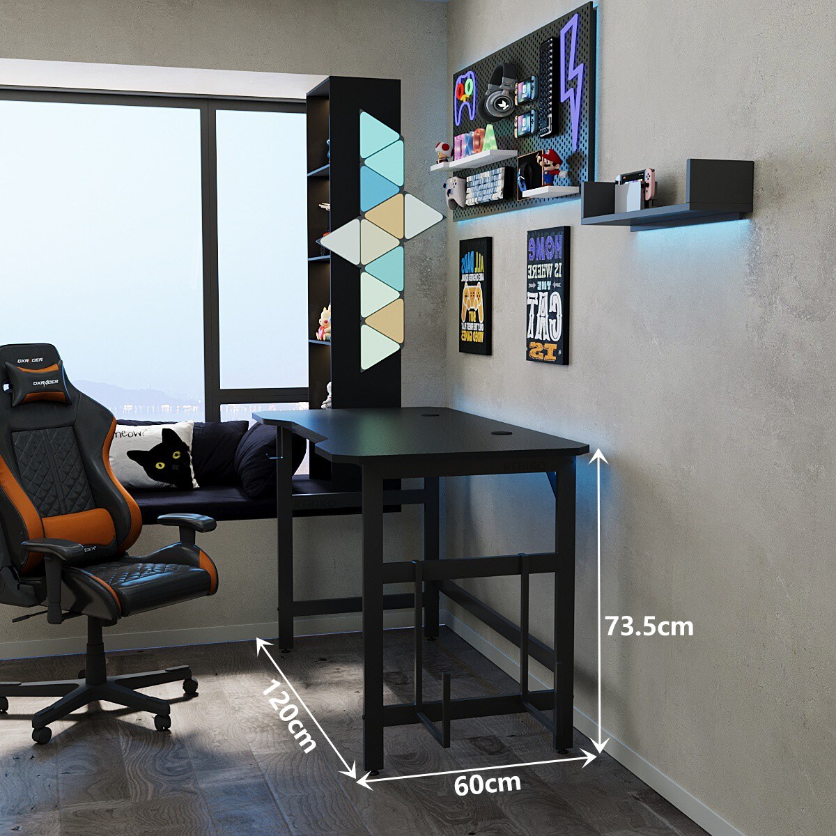 Biurko gamingowe stół dla gracza nowoczesne komputerowe czarne loft 120 cm