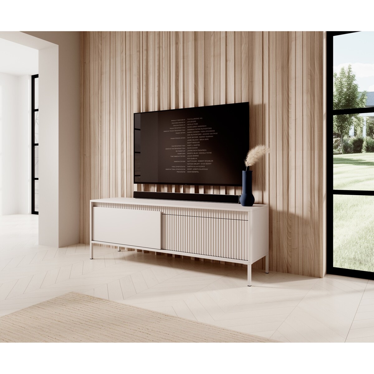 Szafka RTV 153 2D ENSO beżowa na metalowych nóżkach