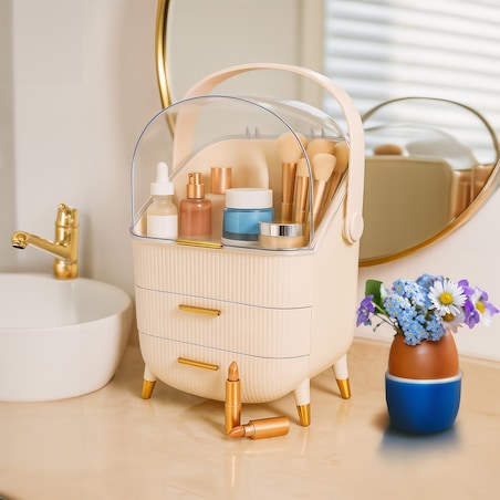 Organizer na kosmetyki XL kosmetyczka beżowa