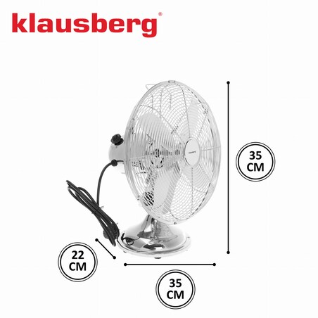 Wentylator biurkowy wiatrak stojący srebrny 30cm 40W KLAUSBERG