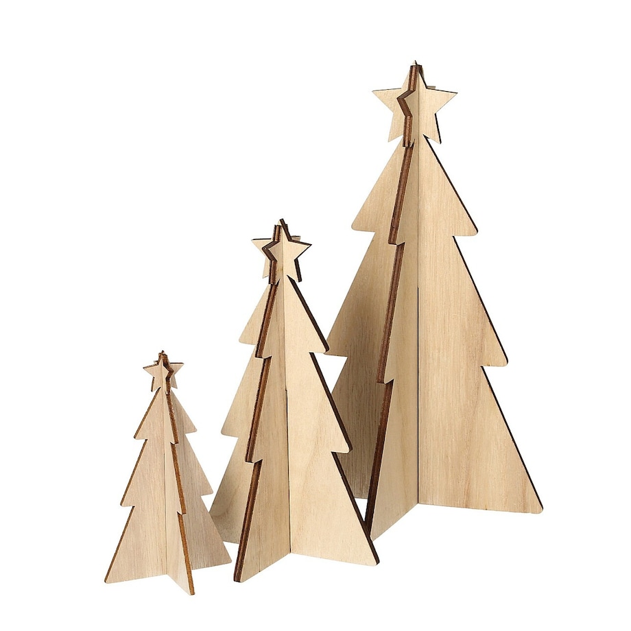 Dekoracja Rustic Trees 3 szt. oak boże narodzenie, święta, świąteczne, brązowy, 14/10/7x25/18/12 cm