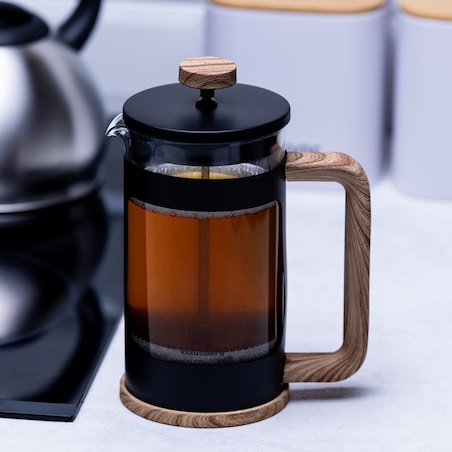Zaparzacz do kawy herbaty 1.0L French Press drewniany uchwyt KLAUSBERG