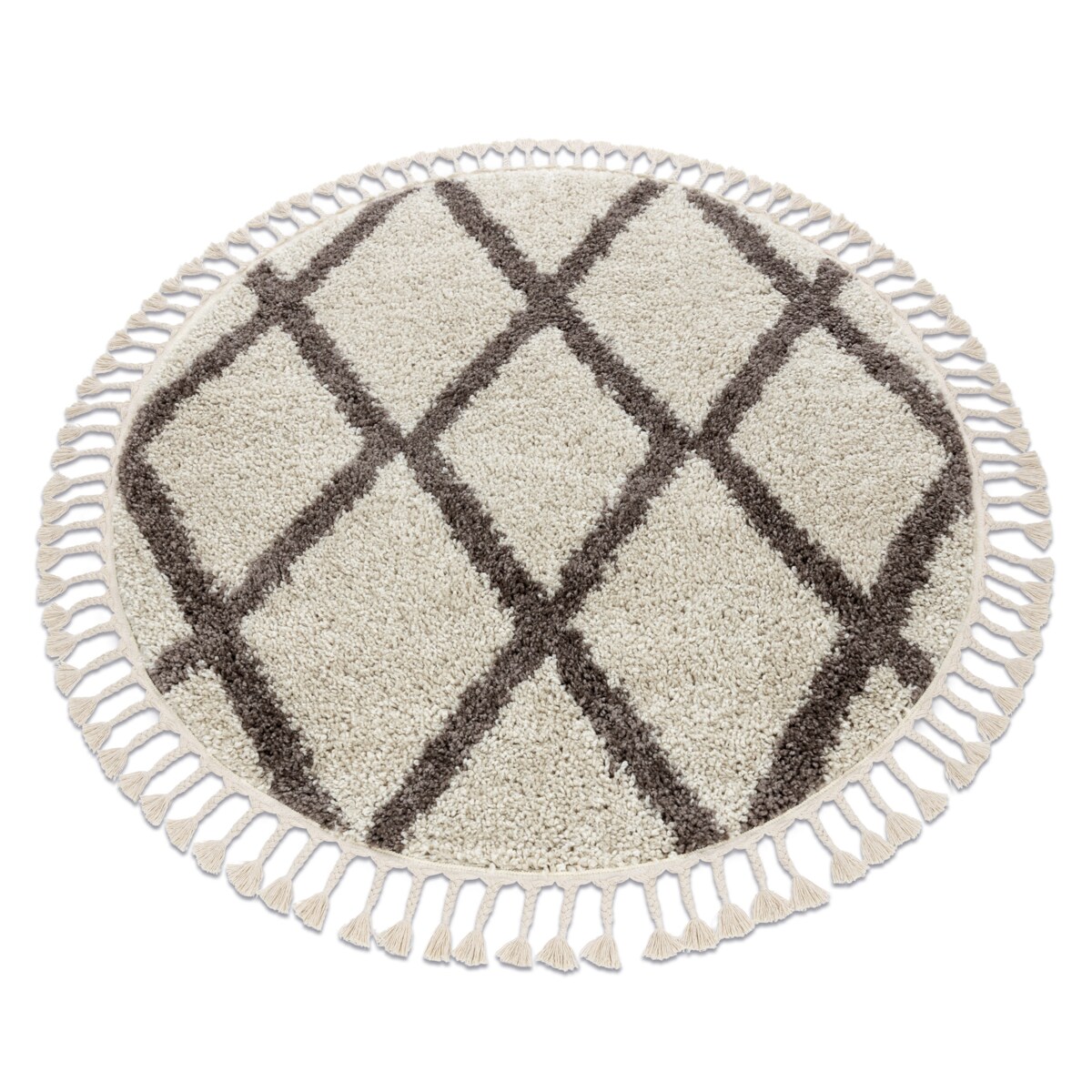 Dywan BERBER TROIK koło krem Frędzle koło 120 cm