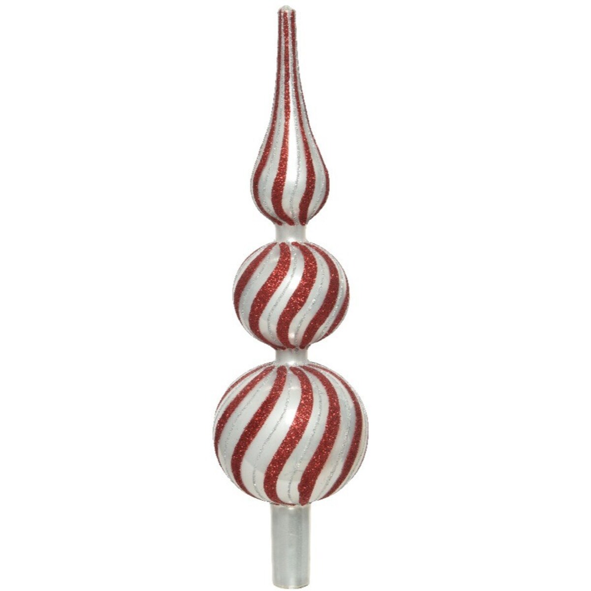 Szpic na choinkę 31x8 cm CRISPUS biało-czerwony