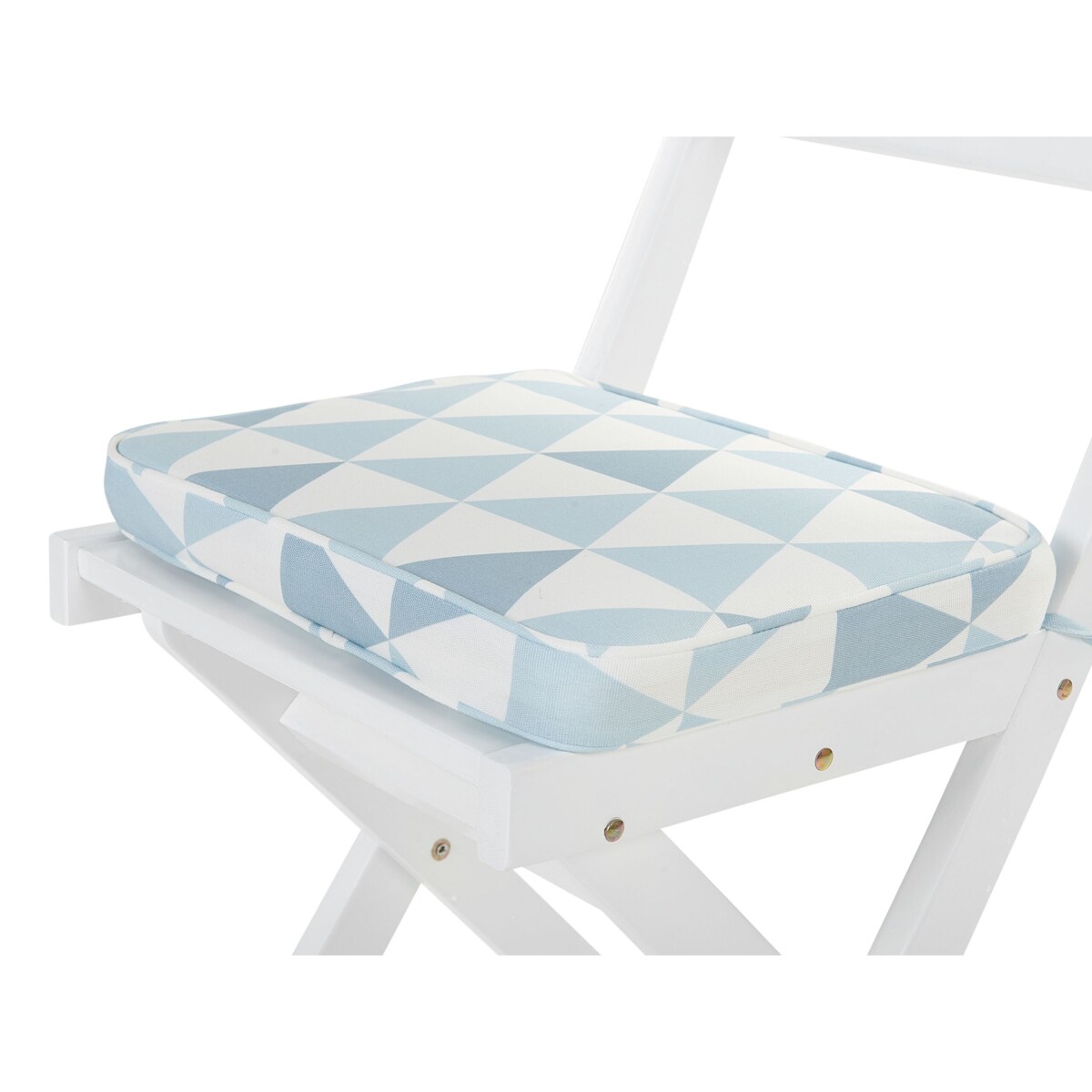 Zestaw mebli balkonowych drewniany biały z poduszkami niebieskimi FIJI