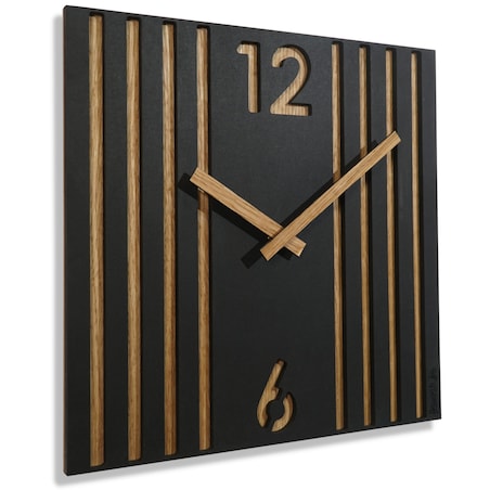 Zegar ścienny czarny do salonu Lamele 30 cm
