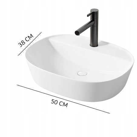 Umywalka nablatowa stawiana biała ceramiczna owalna 50 x 38 cm