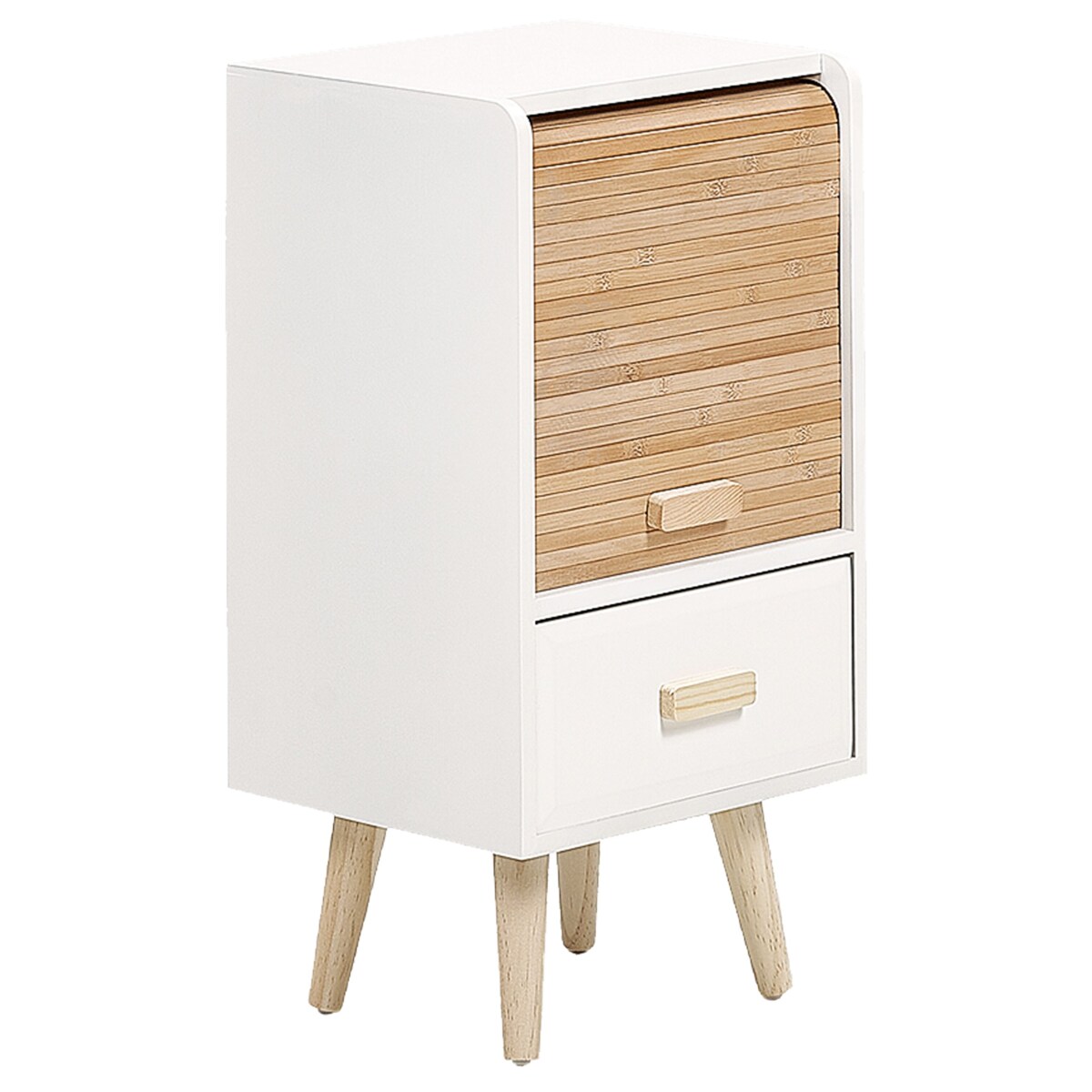 Drewniana szafka nocna biała NESIKA