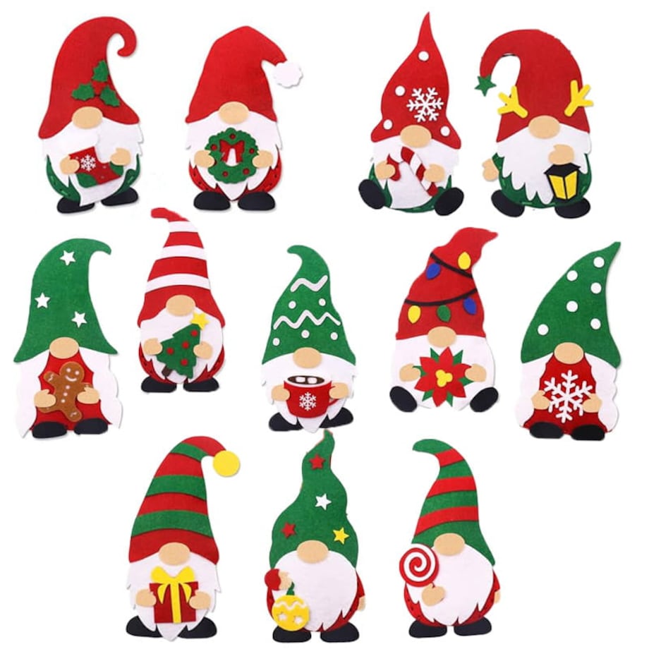 Świąteczne skrzaty - filcowy zestaw do szycia DIY - 12 elementów