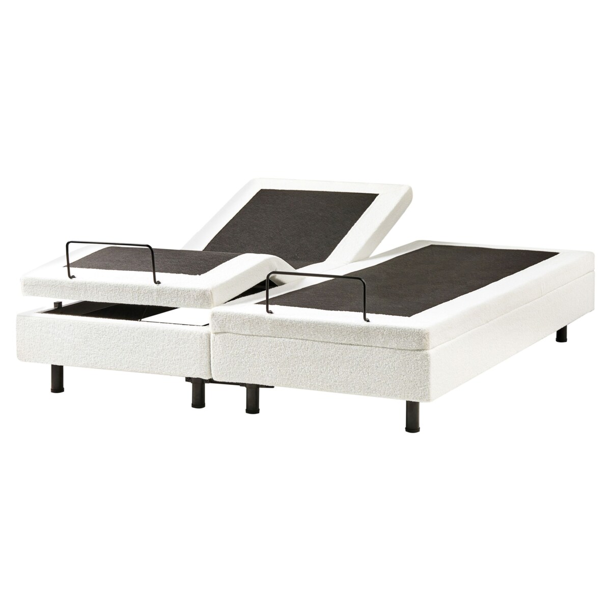 Łóżko regulowane bez zagłówka Boucle DUKE 160 x 200 cm Złamana biel