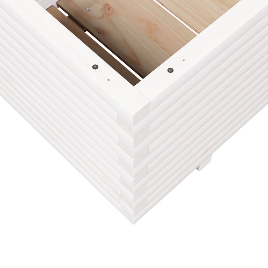 vidaXL Donica ogrodowa, biała, 110x60x49,5 cm, lite drewno sosnowe