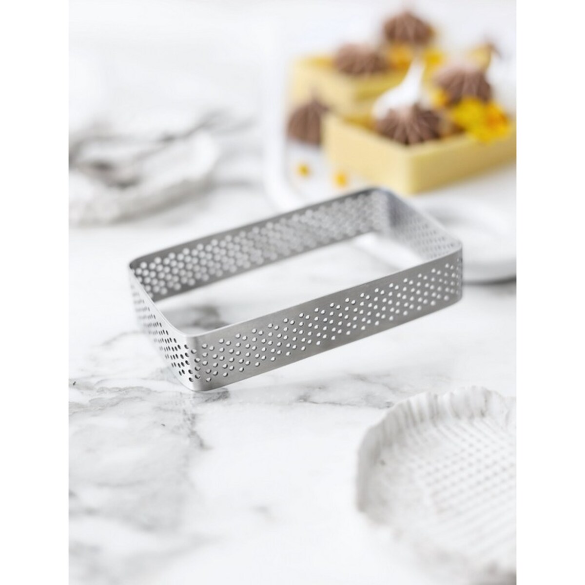 Perforowany prostokątny pierścień do wypieków 10x6cm - Patisse
