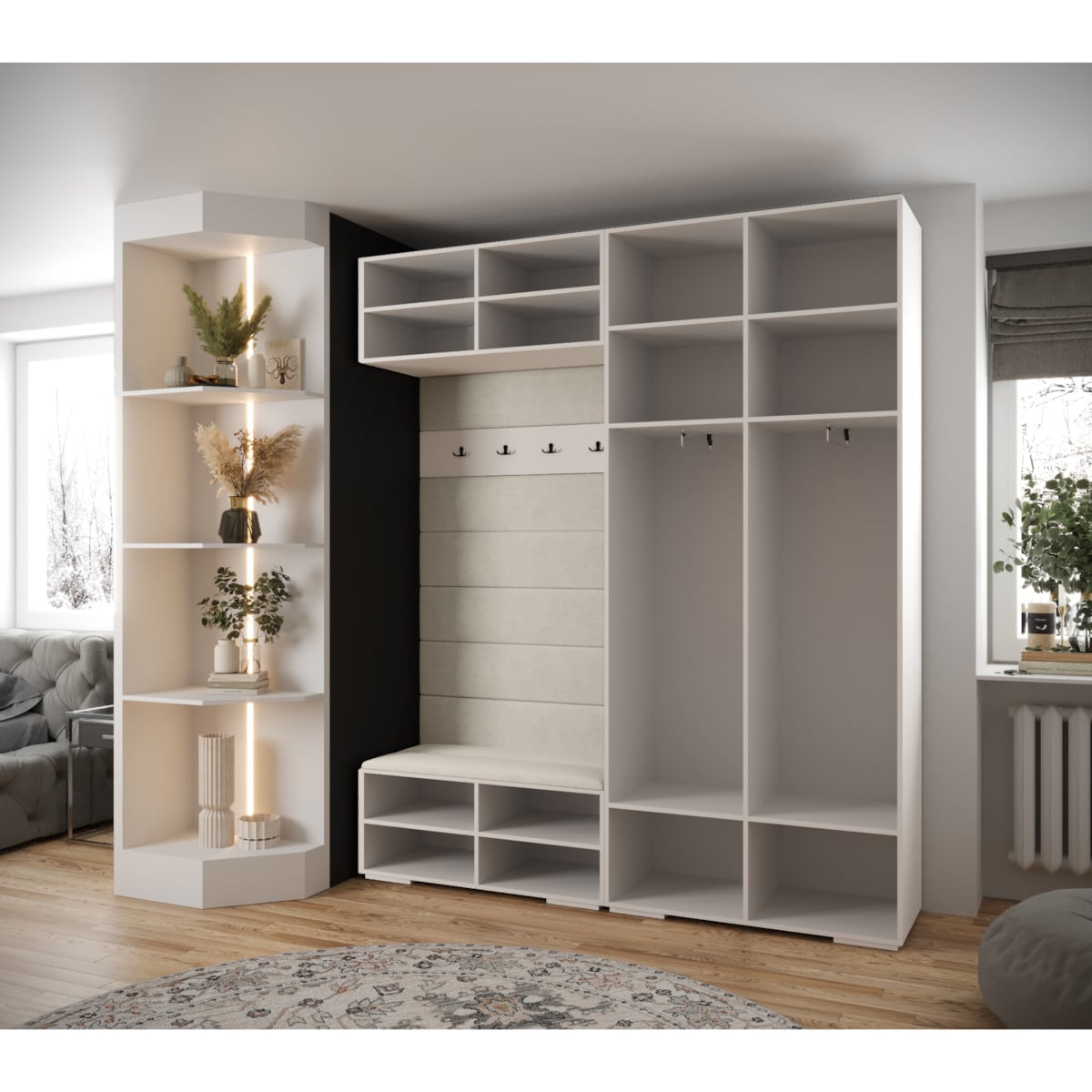 Garderoba do przedpokoju INOVA 1 Z18 biały+czarny+manila16