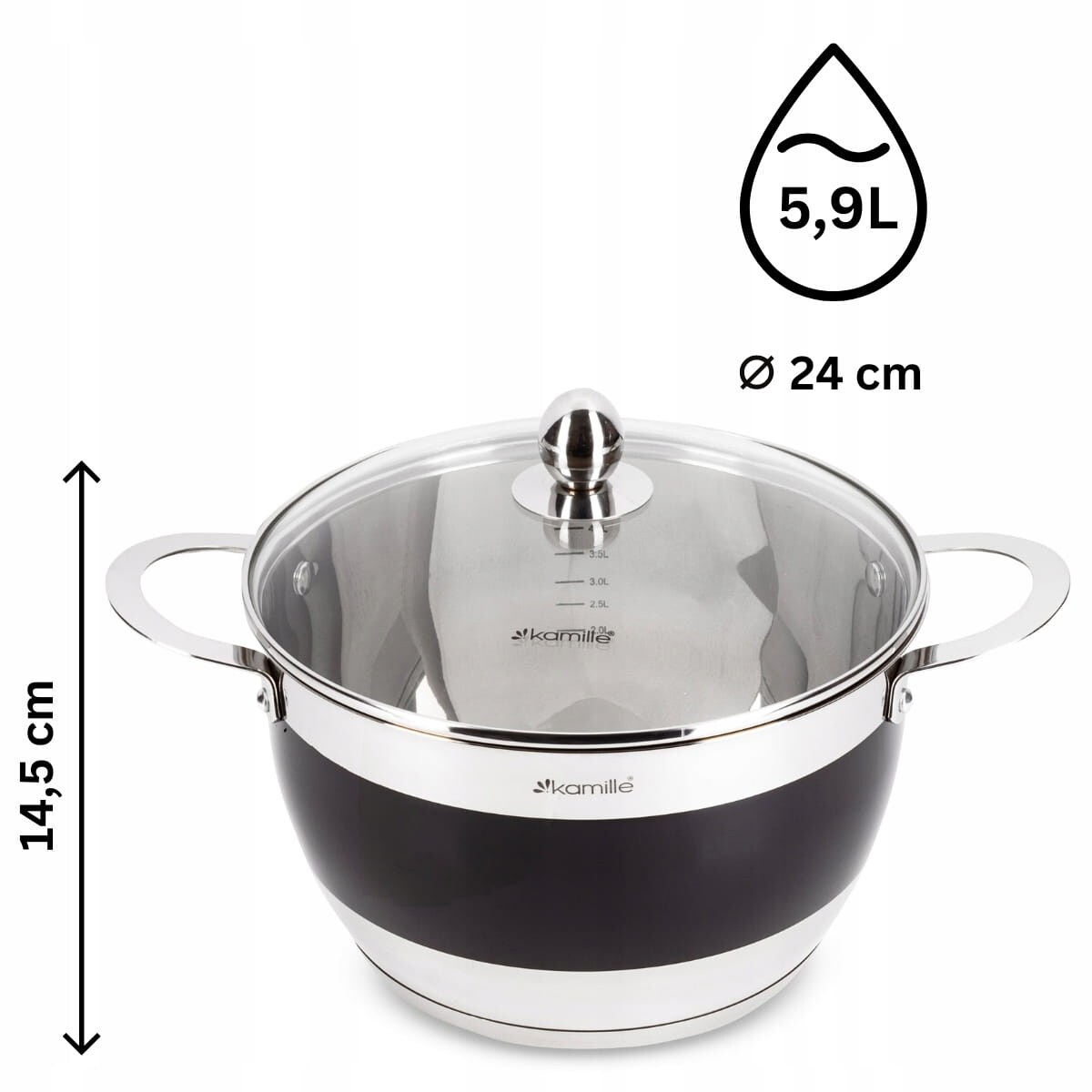 Komplet zestaw garnków garnki indukcja 2/2.7/3.6/5.9L KAMILLE