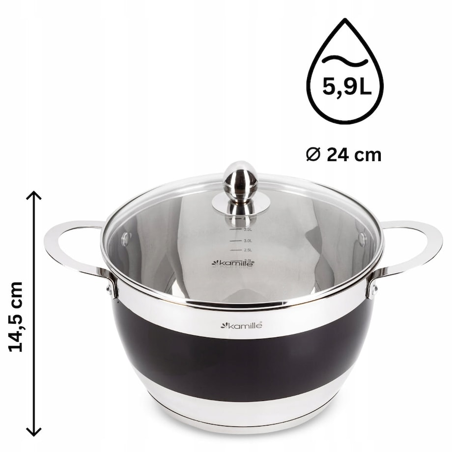 Komplet zestaw garnków garnki indukcja 2/2.7/3.6/5.9L KAMILLE
