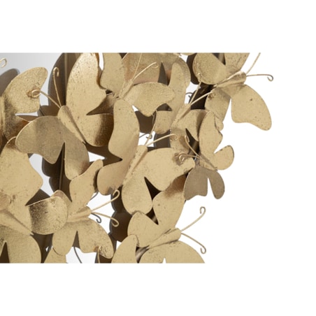 Lustro ścienne Oval Butterfly, kolor złoty, żelazo, 59 x 3 x 89,5 cm, kształt owalny, motyw: motyle, do salonu i przedpokoju, Mauro Ferretti