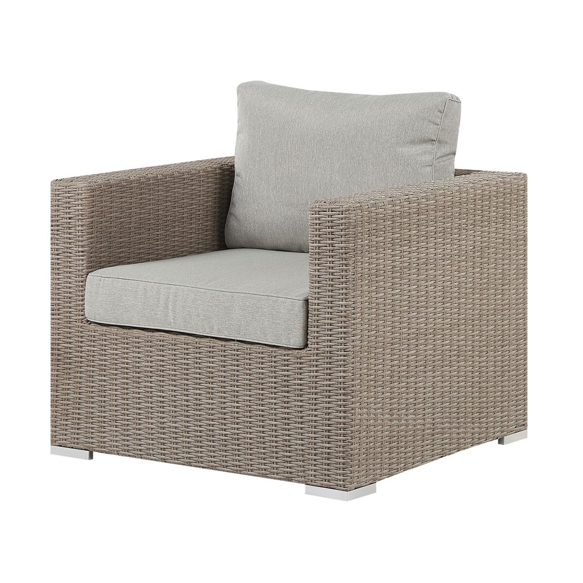 Zestaw ogrodowy ze stolikiem dla 6 osób CONTARE Prawostronny Modułowy Technorattan Beżowoszary