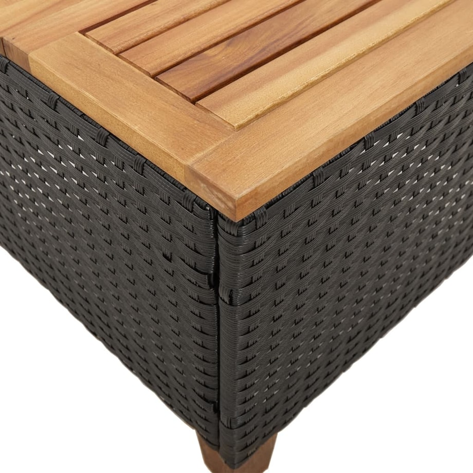 vidaXL Stolik ogrodowy, czarny, 45x45x37 cm, polirattan i akacja
