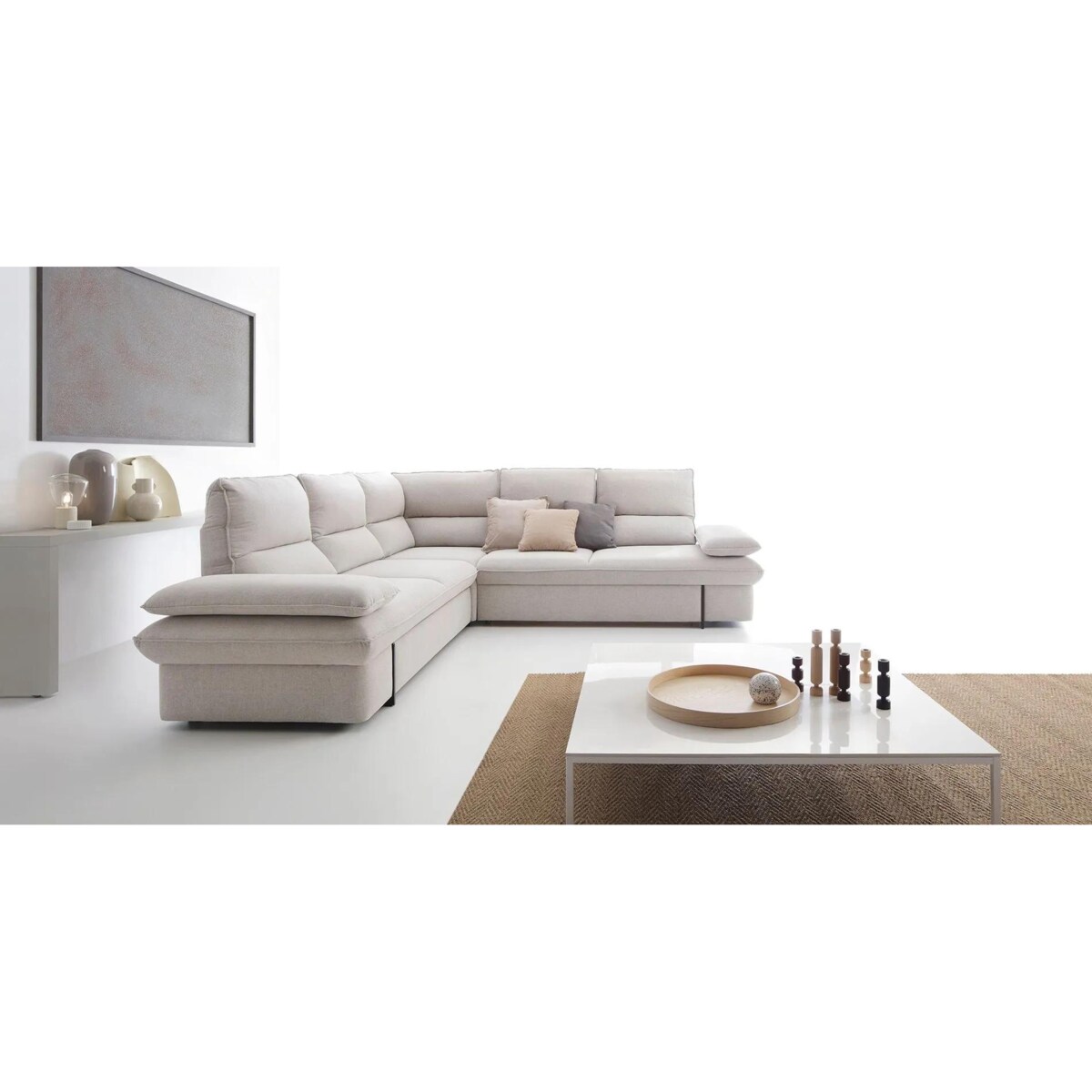 Narożnik z funkcją spania GLORIA kremowy prawy/lewy