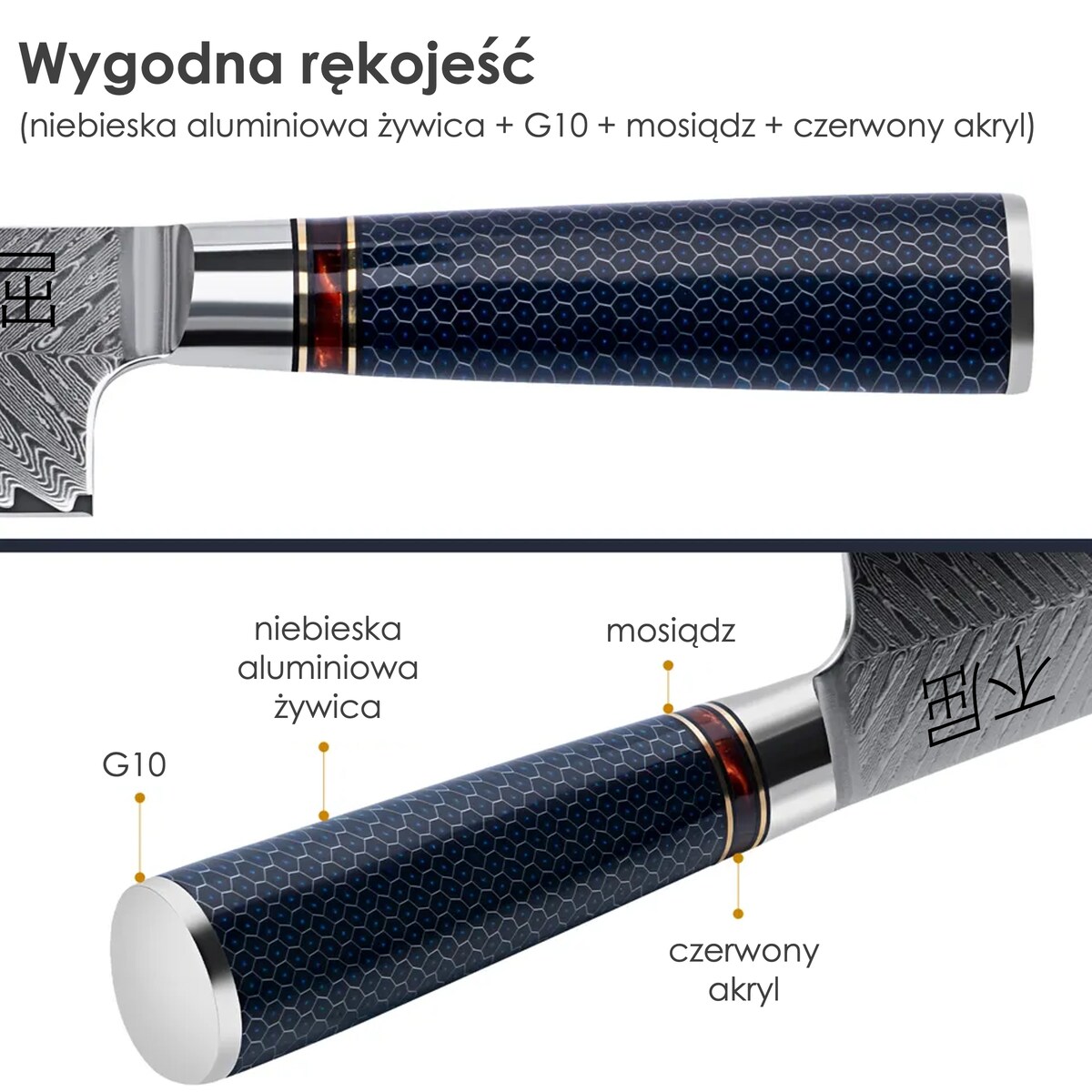 Japońska stal VG-10 Profesjonalny nóż szefa kuchni ze stali damasceńskiej Fukutsu