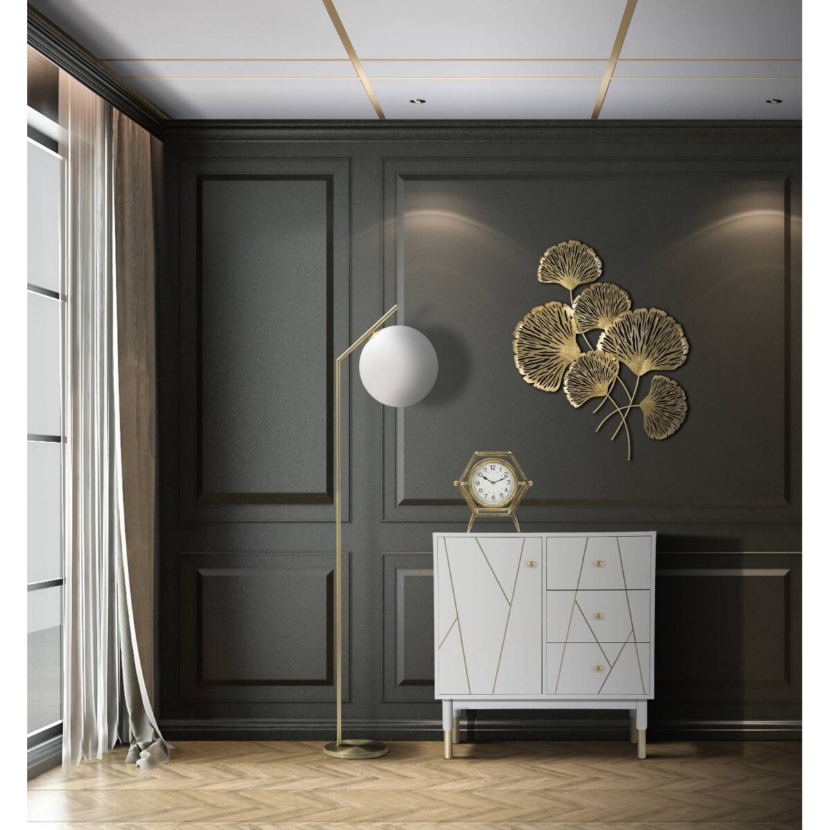 Lampa podłogowa w formie kuli GLAMY, wys. 179 cm