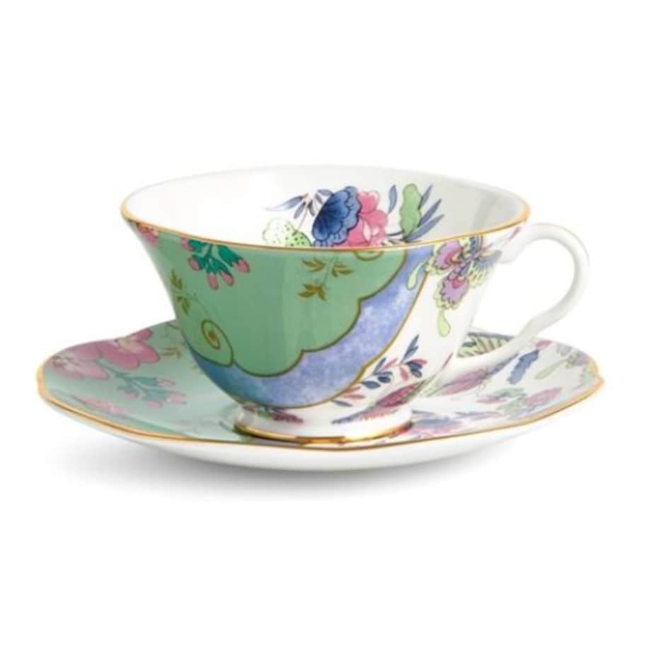 Filiżanka do herbaty ze spodkiem Green Butterfly Bloom Wedgwood
