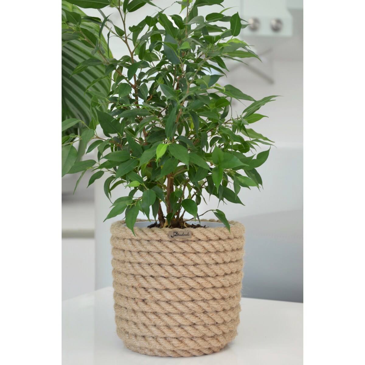 21 BOHO jutowa osłonka na doniczkę koszyk naturalny lina z trawy plecionej JUTA styl skandynawski etno loft wzór 21/200