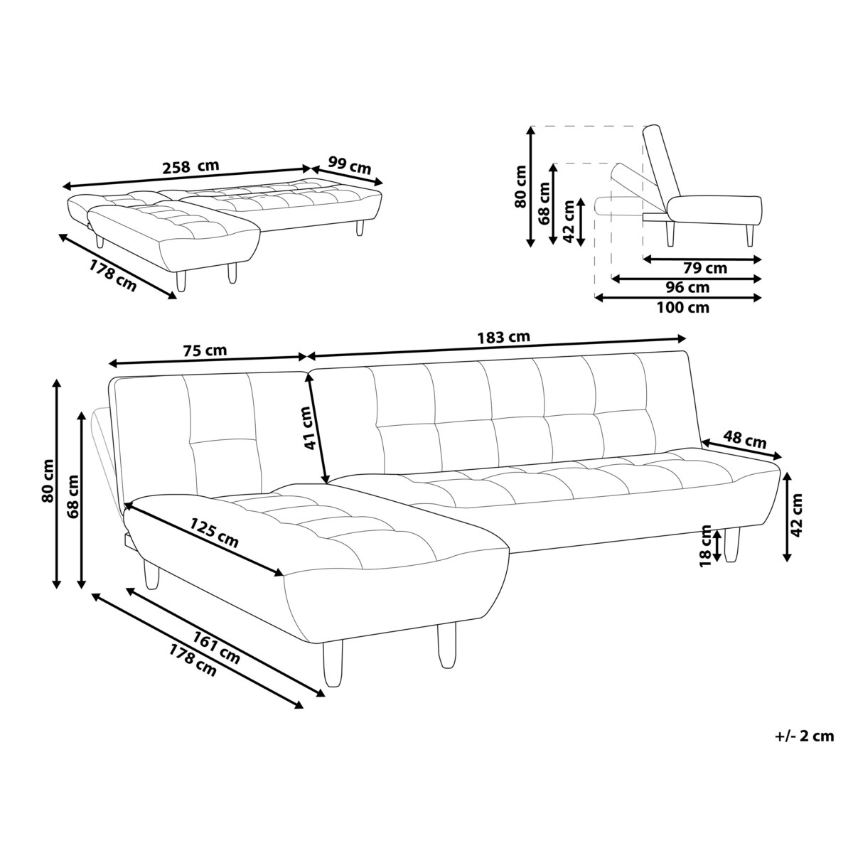 Narożnik rozkładany modułowy dla 4 osób ALSTEN Zielony Prawostronny