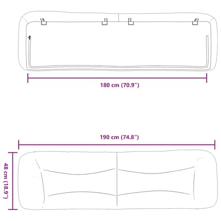 vidaXL Poduszka na wezgłowie, Hvar, czarna, 180 cm, sztuczna skóra