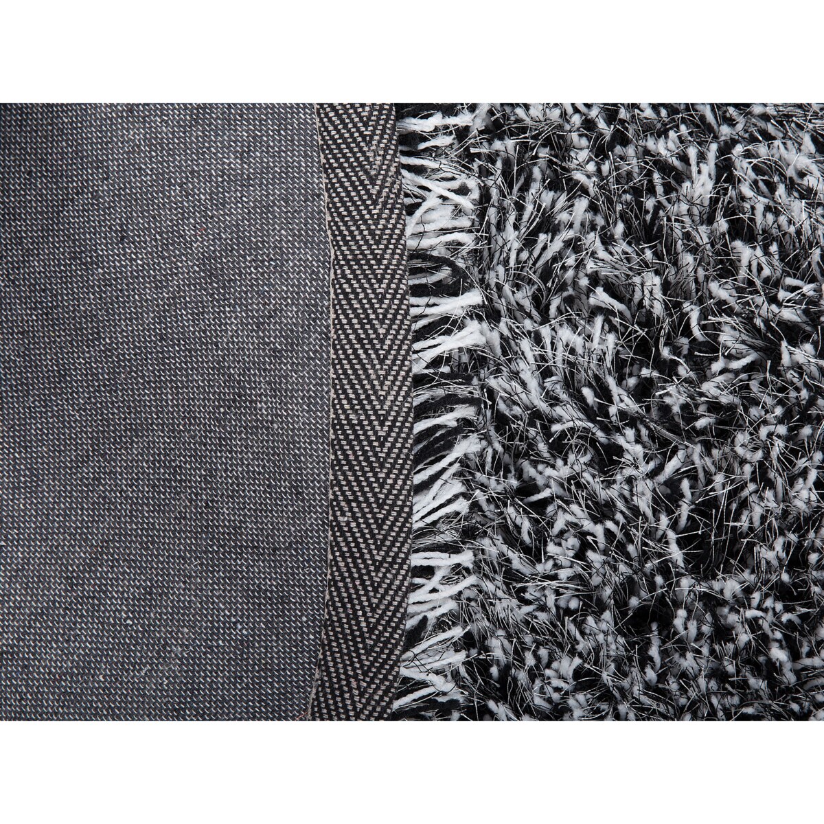 Dywan shaggy okrągły ⌀ 140 czarno-biały CIDE