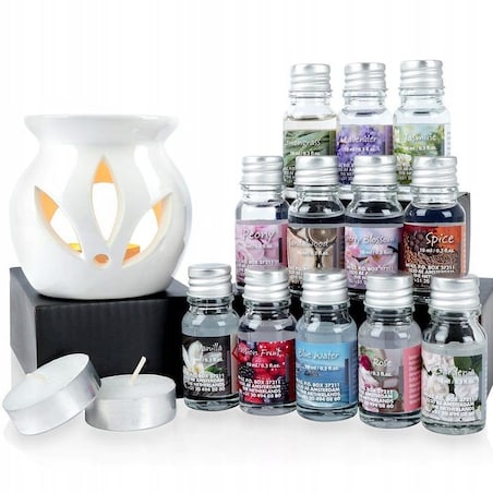 Kominek ZAPACHOWY Ceramiczny Olejki ETERYCZNE Zapachowe ZESTAW 15 el.
