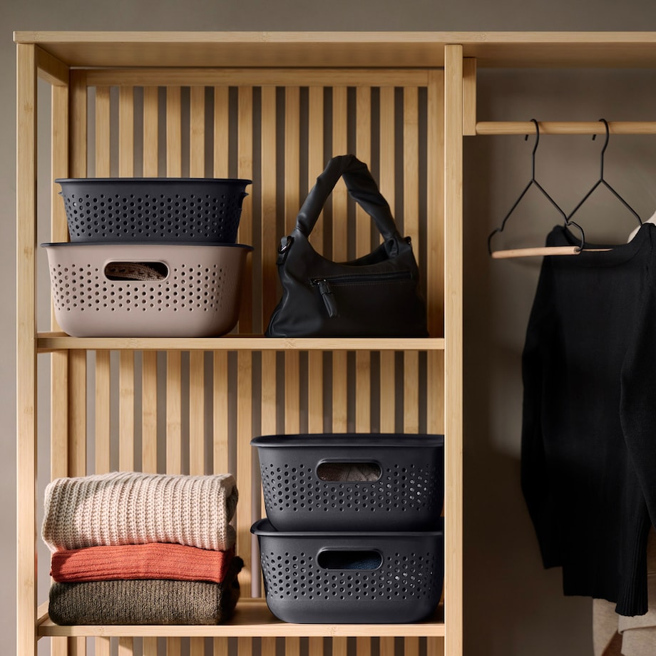 3X Pojemnik Plastikowy Ażurowy Pudełko Z Pokrywą Pojemniki Box 17L Brązowy