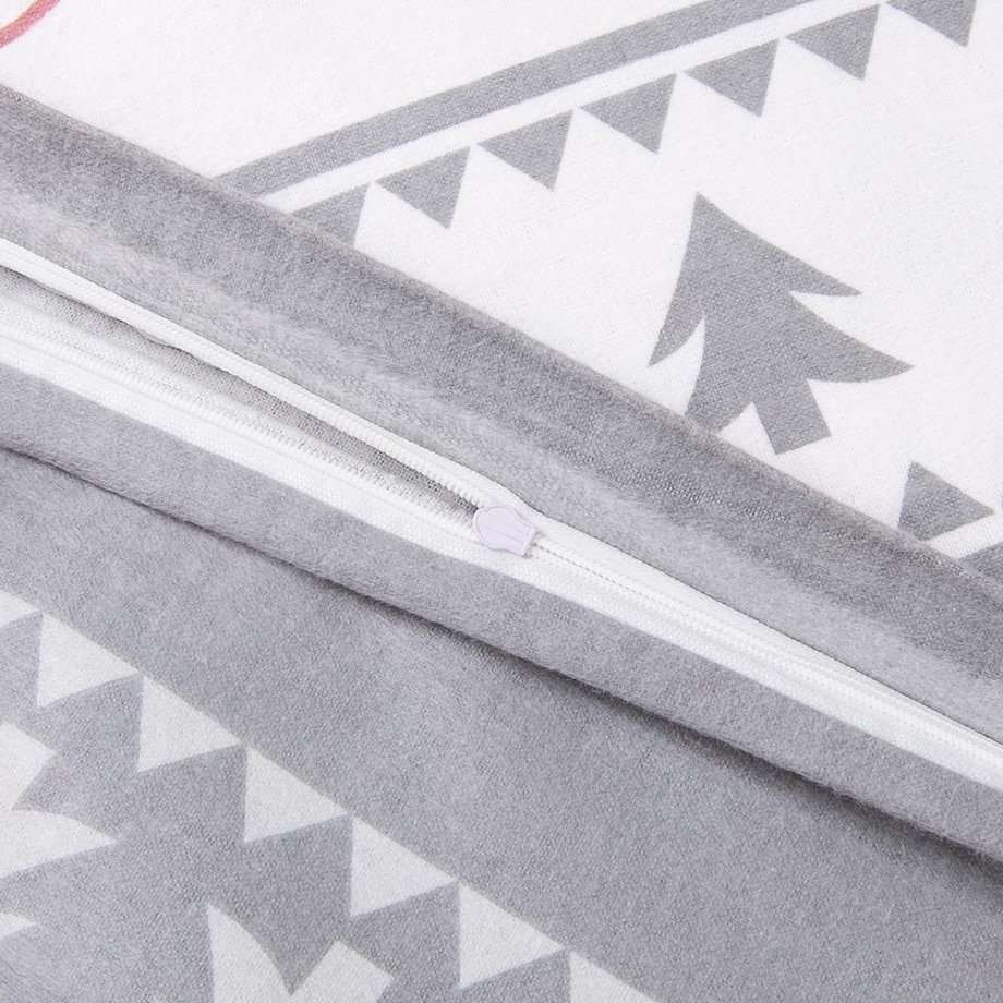 Pościel flanelowa 220x200 Amoria szara w serca i choinki, Flanelove