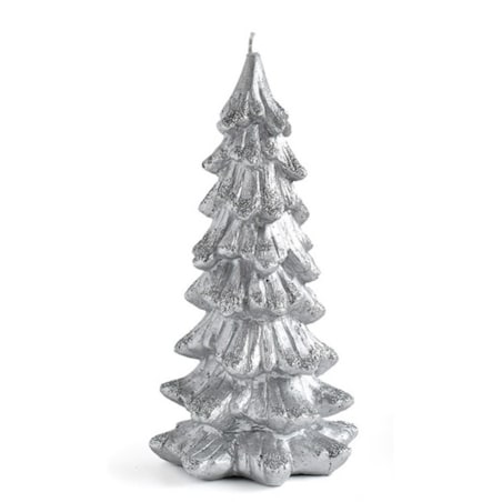 Świeca CHOINKA figurka duża 11,5x21cmparafinowa srebrna