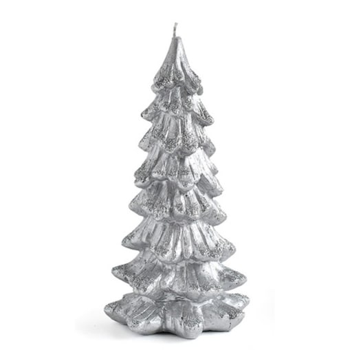 Świeca CHOINKA figurka duża 11,5x21cmparafinowa srebrna