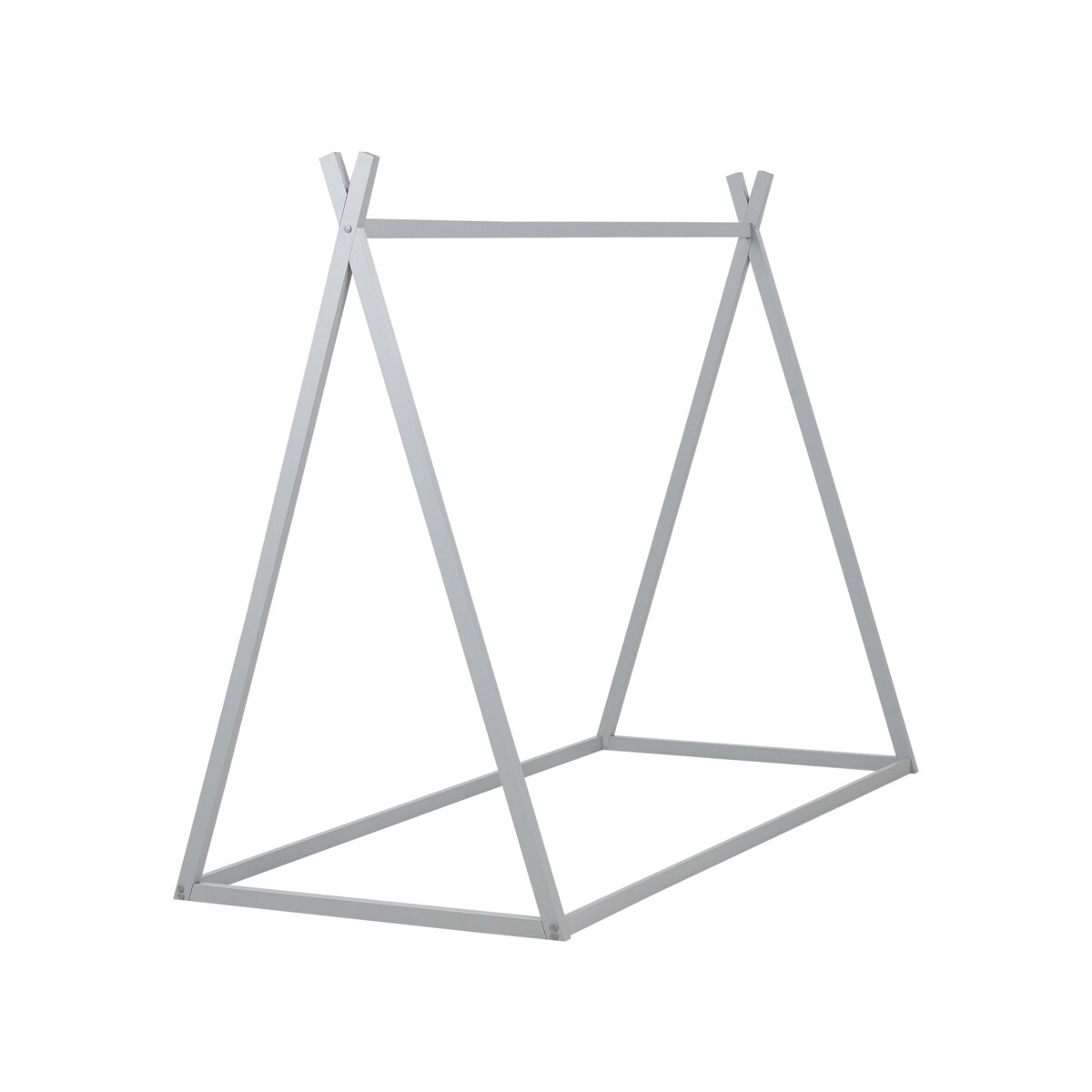 Łóżko dziecięce domek drewniane 90 x 200 cm szare SAURAT