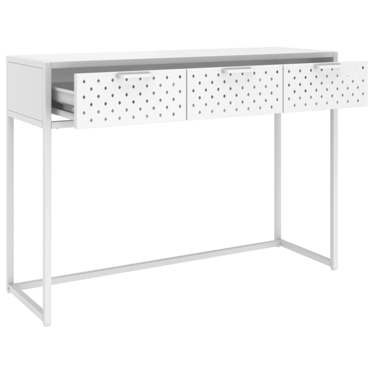 vidaXL Stolik konsolowy, biały, 106x35x75 cm, stalowy