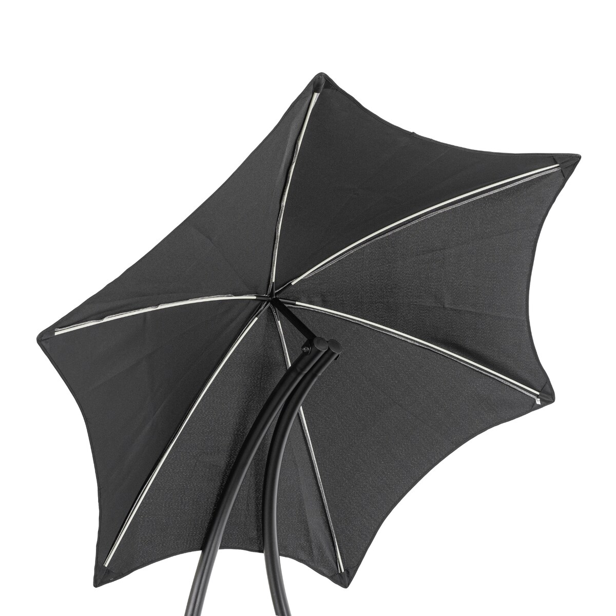 Leżak Ogrodowy Z Parasolem Leżanka Z Daszkiem Łóżko Czarny CARPA