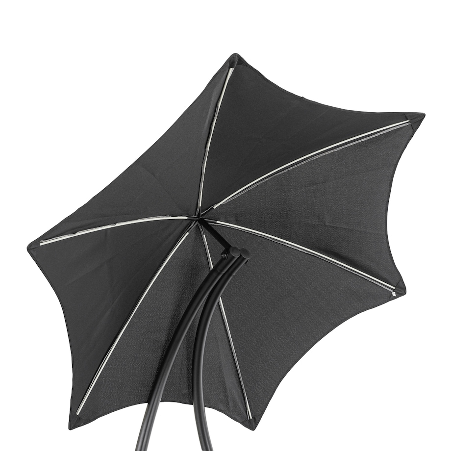 Leżak Ogrodowy Z Parasolem Leżanka Z Daszkiem Łóżko Czarny CARPA