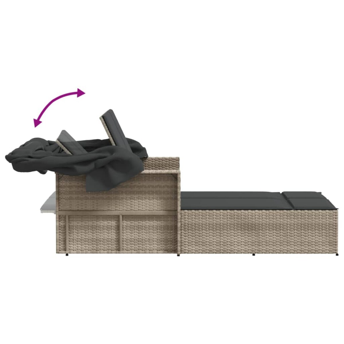 vidaXL Podwójna leżanka z zadaszeniem i poduszkami, jasnoszara